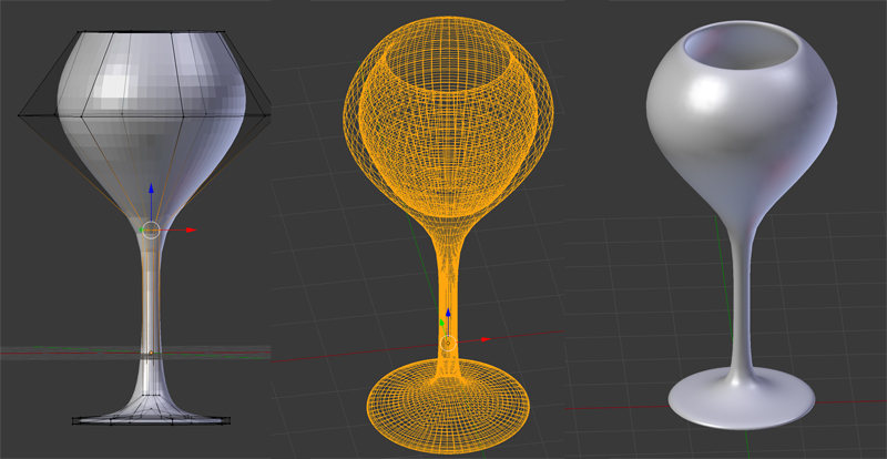 Maljan tekemisen eri vaiheita. 3D-mallinnus ennen renderöintiä.